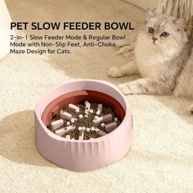 Pink-Dual-purpose Slow Food Bowl, Fast&slow Food Can Be Freely Switched To Adapt To Different Pet Eating Habits, Cross-border Hot Selling Pet Supplies